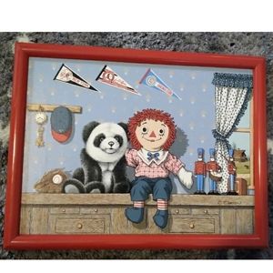 OIL ON CANVAS PAINTING SIGNED C. CARSON Raggedy Andy Sports Theme